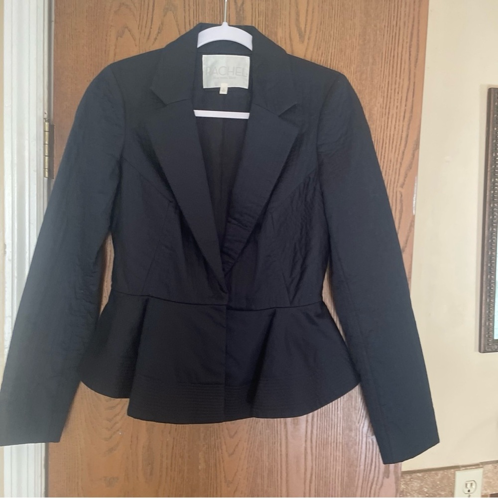 Rachel Roy Black Quilted Blazer 100% Cotton SZ  4